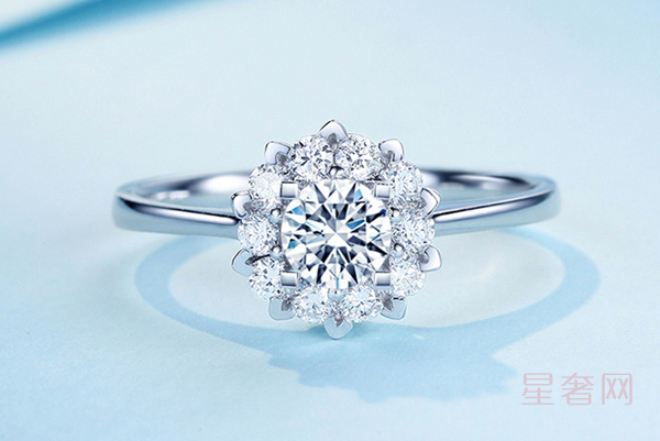 二手佐卡伊触电系列白18k求婚结婚钻石戒指图