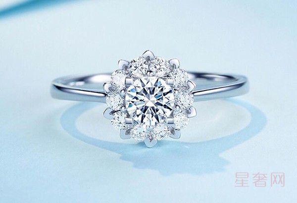 二手佐卡伊触电系列白18k求婚结婚钻石戒指群镶钻戒图