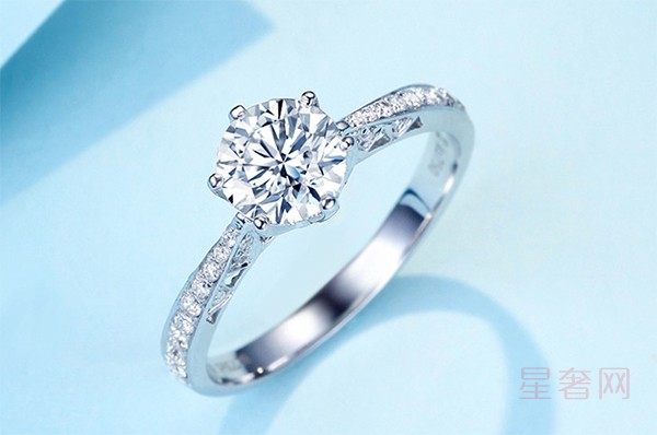 二手佐卡伊注定的爱白18K金六爪钻石戒指结婚钻戒图