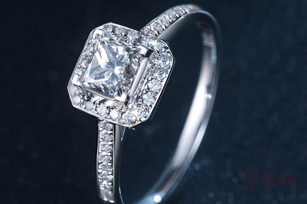 二手18k金47分公主方形钻石戒指图片