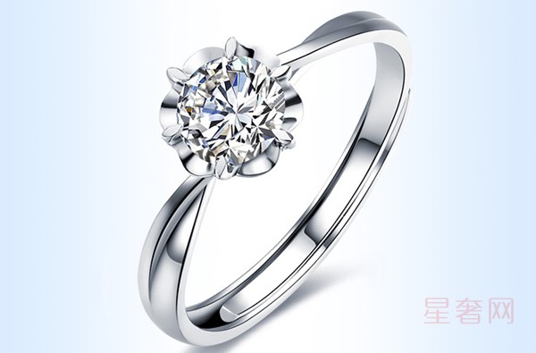 二手零点在线女30分效果钻石戒指 PT950铂金白金六爪结婚钻戒图