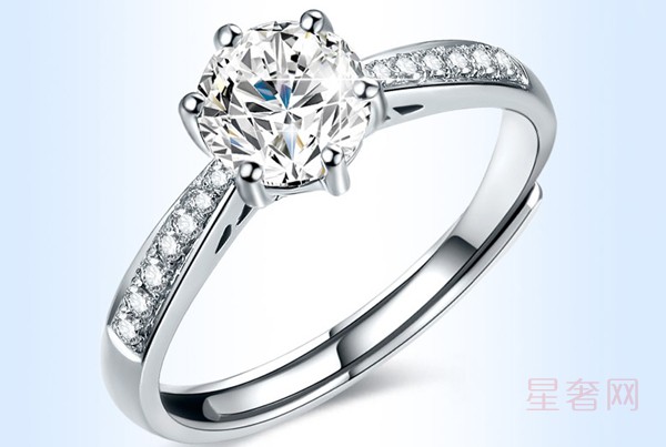 二手零点在线 50分效果钻石戒指 PT950白金铂金求婚结婚戒指图