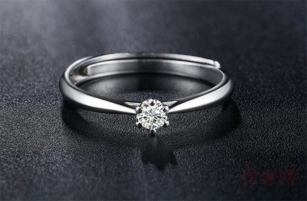 二手零点在线钻石戒指 PT950铂金白金六爪结婚求婚婚戒女戒图
