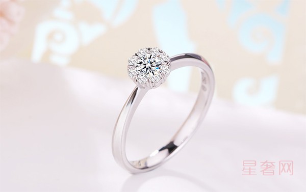 二手钻石世家 18K金钻石戒指1克拉效果求婚结婚钻戒图