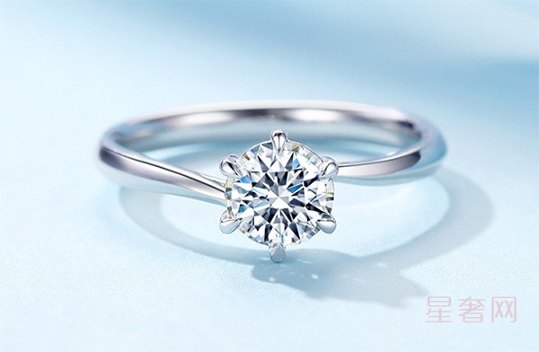 二手佐卡伊纯粹 白18k金钻戒女款时尚六爪镶嵌求婚结婚钻石戒指图