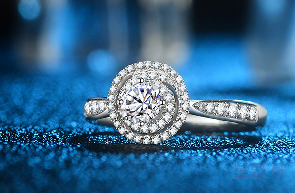 二手蓝色多瑙河铂金50分钻石戒指显钻结婚繁星系列图
