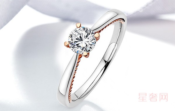 二手曼瑞珠宝白18K金50分求婚结婚钻戒婚戒定制四爪钻石戒指图