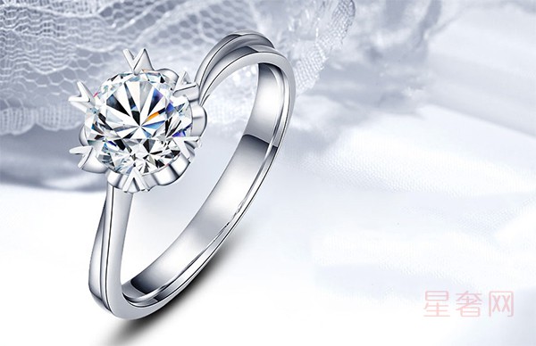 二手美赋铂金求订结婚钻石戒指新版扭臂雪花款钻戒图